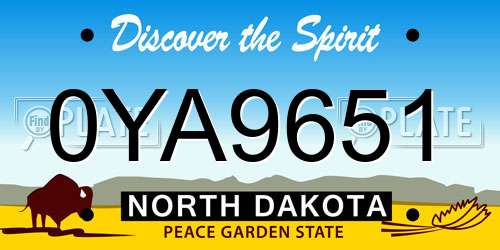 0YA9651 North Dakota License Plate