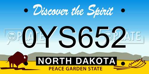 0YS652 North Dakota License Plate