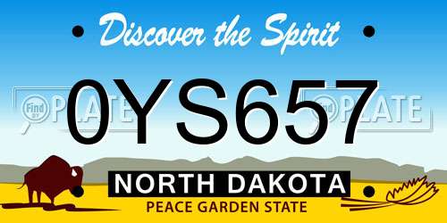0YS657 North Dakota License Plate
