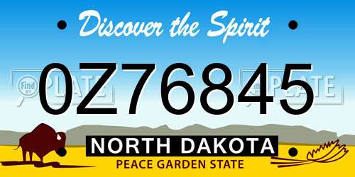 0Z76845 North Dakota License Plate