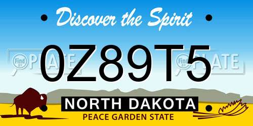 0Z89T5 North Dakota License Plate