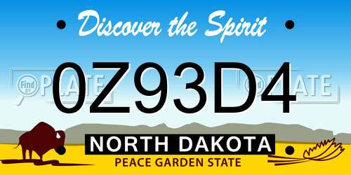 0Z93D4 North Dakota License Plate