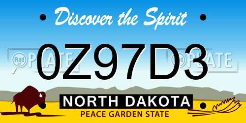0Z97D3 North Dakota License Plate