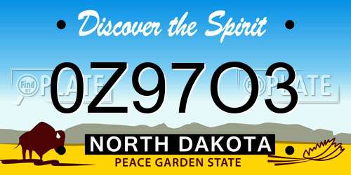0Z97O3 North Dakota License Plate