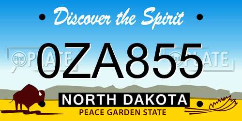 0ZA855 North Dakota License Plate
