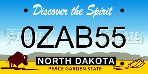 0ZAB55 North Dakota License Plate