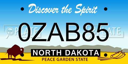 0ZAB85 North Dakota License Plate