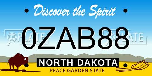 0ZAB88 North Dakota License Plate