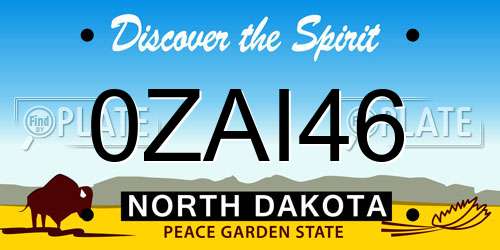 0ZAI46 North Dakota License Plate