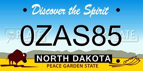 0ZAS85 North Dakota License Plate