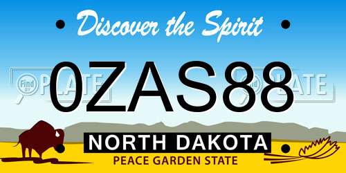 0ZAS88 North Dakota License Plate