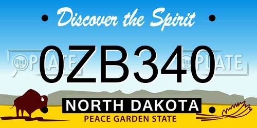0ZB340 North Dakota License Plate