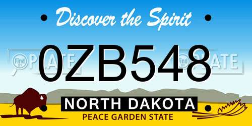 0ZB548 North Dakota License Plate
