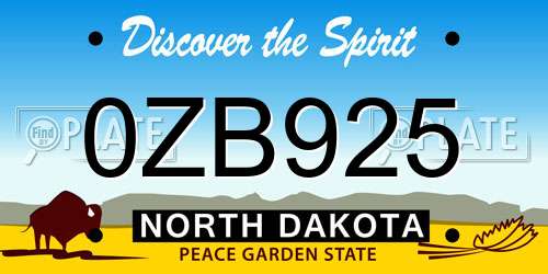 0ZB925 North Dakota License Plate
