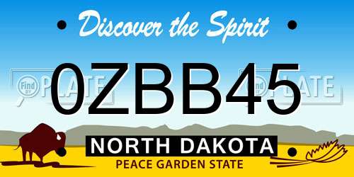 0ZBB45 North Dakota License Plate