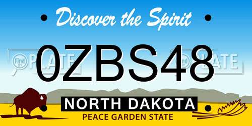 0ZBS48 North Dakota License Plate