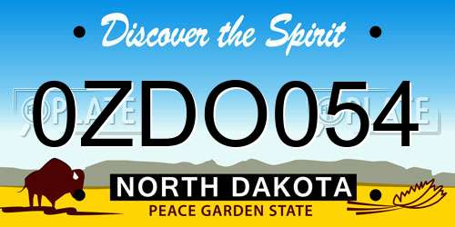 0ZDO054 North Dakota License Plate