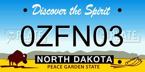 0ZFN03 North Dakota License Plate