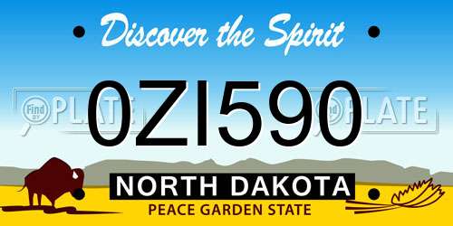 0ZI590 North Dakota License Plate