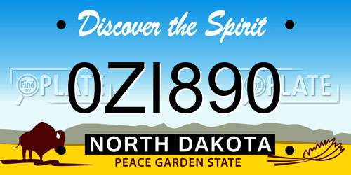 0ZI890 North Dakota License Plate