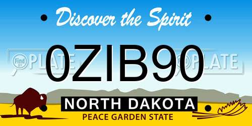 0ZIB90 North Dakota License Plate