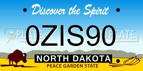0ZIS90 North Dakota License Plate