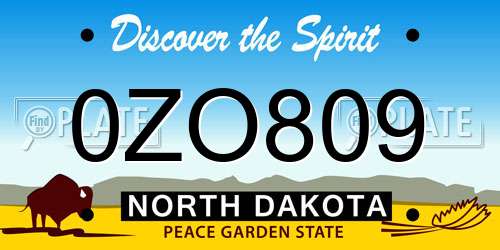 0ZO809 North Dakota License Plate