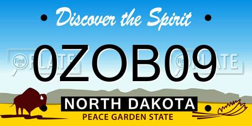 0ZOB09 North Dakota License Plate