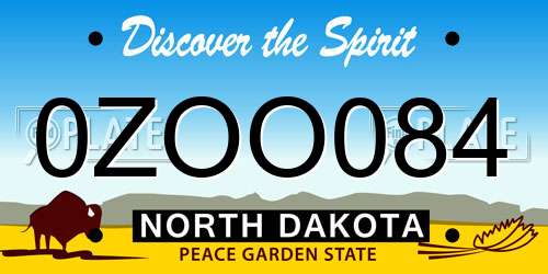 0ZOO084 North Dakota License Plate