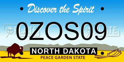 0ZOS09 North Dakota License Plate