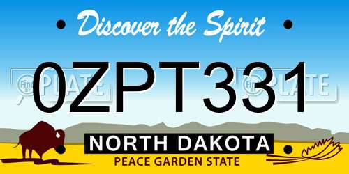 0ZPT331 North Dakota License Plate