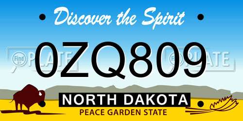 0ZQ809 North Dakota License Plate