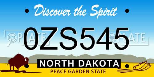 0ZS545 North Dakota License Plate