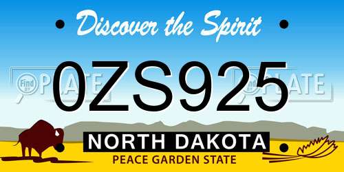 0ZS925 North Dakota License Plate
