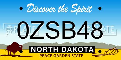 0ZSB48 North Dakota License Plate