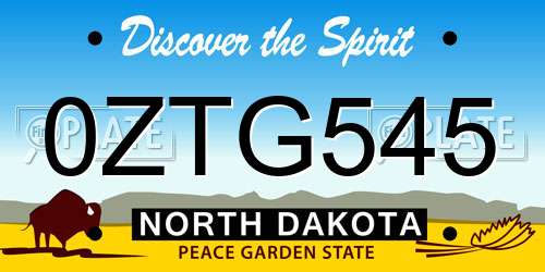 0ZTG545 North Dakota License Plate