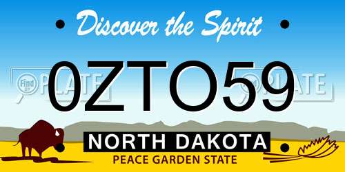 0ZTO59 North Dakota License Plate