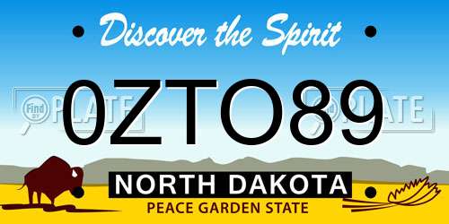 0ZTO89 North Dakota License Plate
