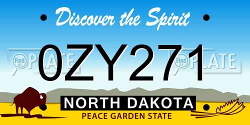 0ZY271 North Dakota License Plate