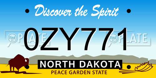 0ZY771 North Dakota License Plate