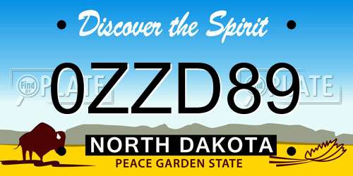0ZZD89 North Dakota License Plate