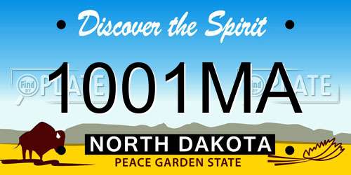 1001MA North Dakota License Plate