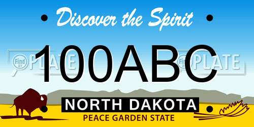 100ABC North Dakota License Plate
