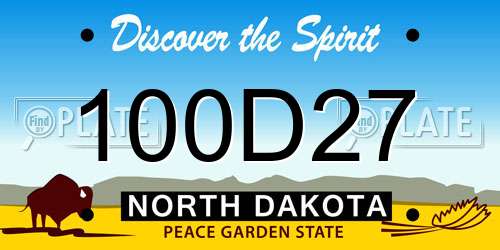 100D27 North Dakota License Plate
