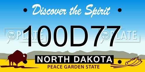 100D77 North Dakota License Plate