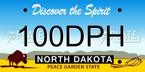 100DPH North Dakota License Plate