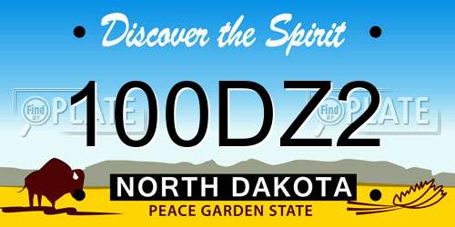 100DZ2 North Dakota License Plate