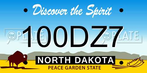 100DZ7 North Dakota License Plate