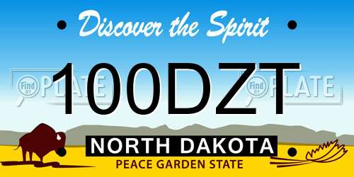 100DZT North Dakota License Plate