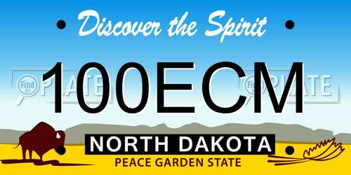 100ECM North Dakota License Plate